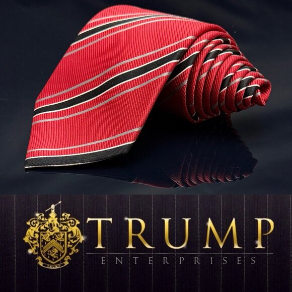 DONALD J TRUMP MEN'S TIE RED/STRIPED WIDTH: 3.7/8